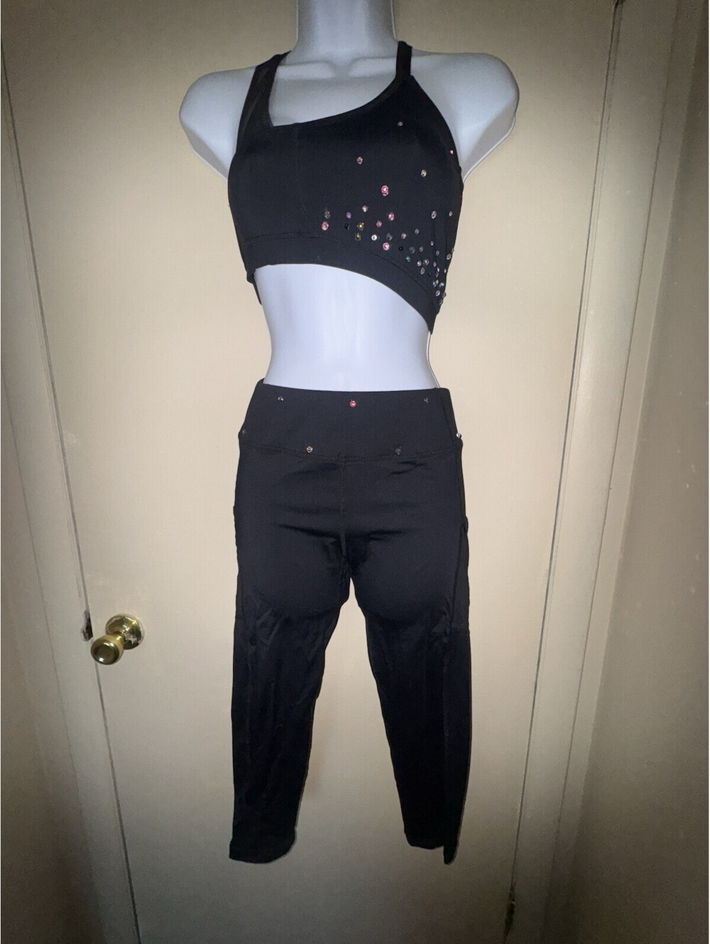 Strut This 2 Pc Leggings And Sports Bra Black With Stars Size Adult Small
